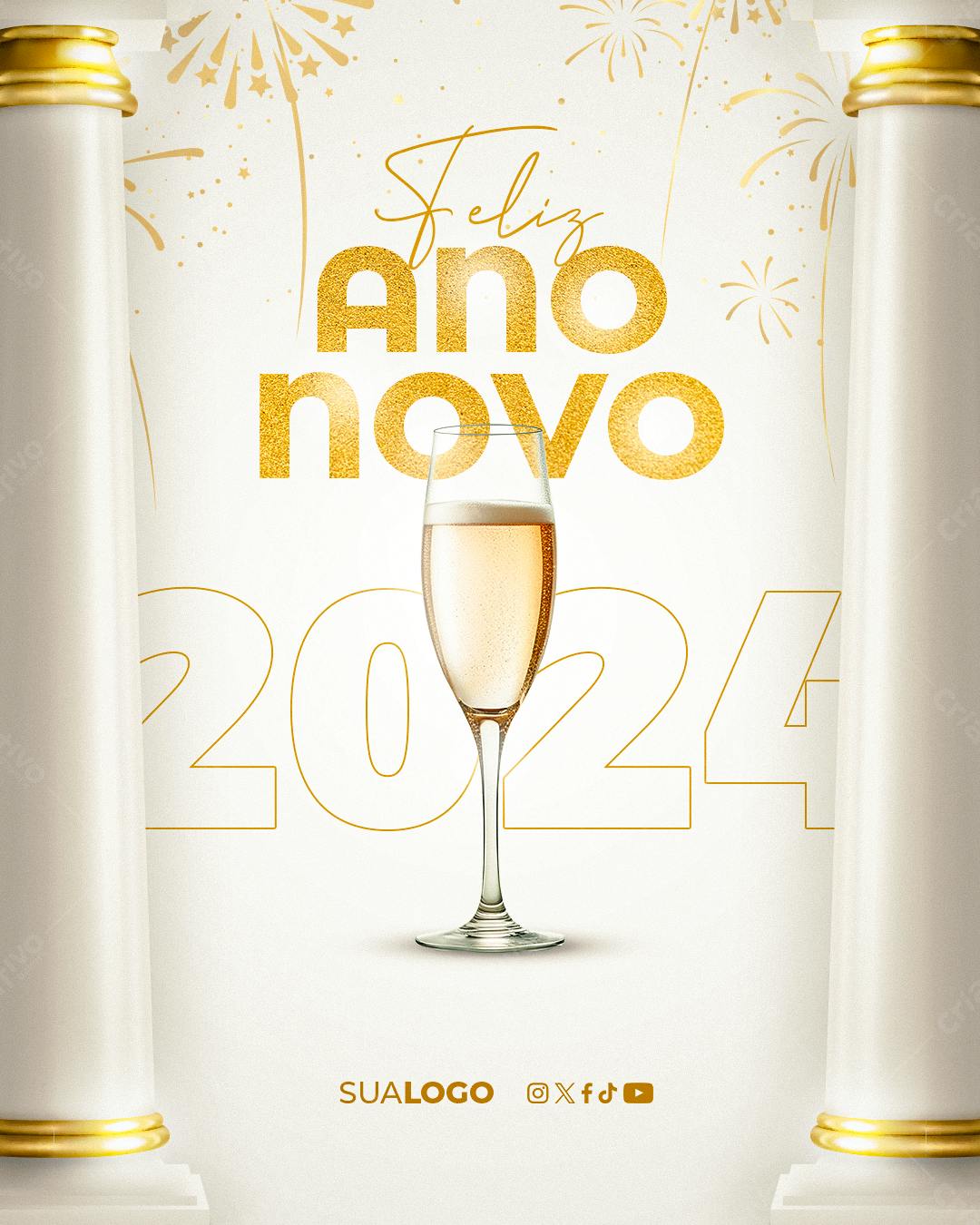 Flyer Ano Novo 2024 PSD Editável