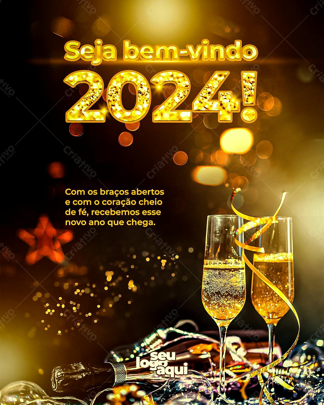 Flyer de Ano Novo 2024 PSD Editável