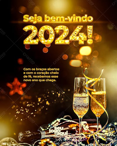 Feliz Ano Novo , arte editável, data comemorativa, imagens inclusas, PSD
