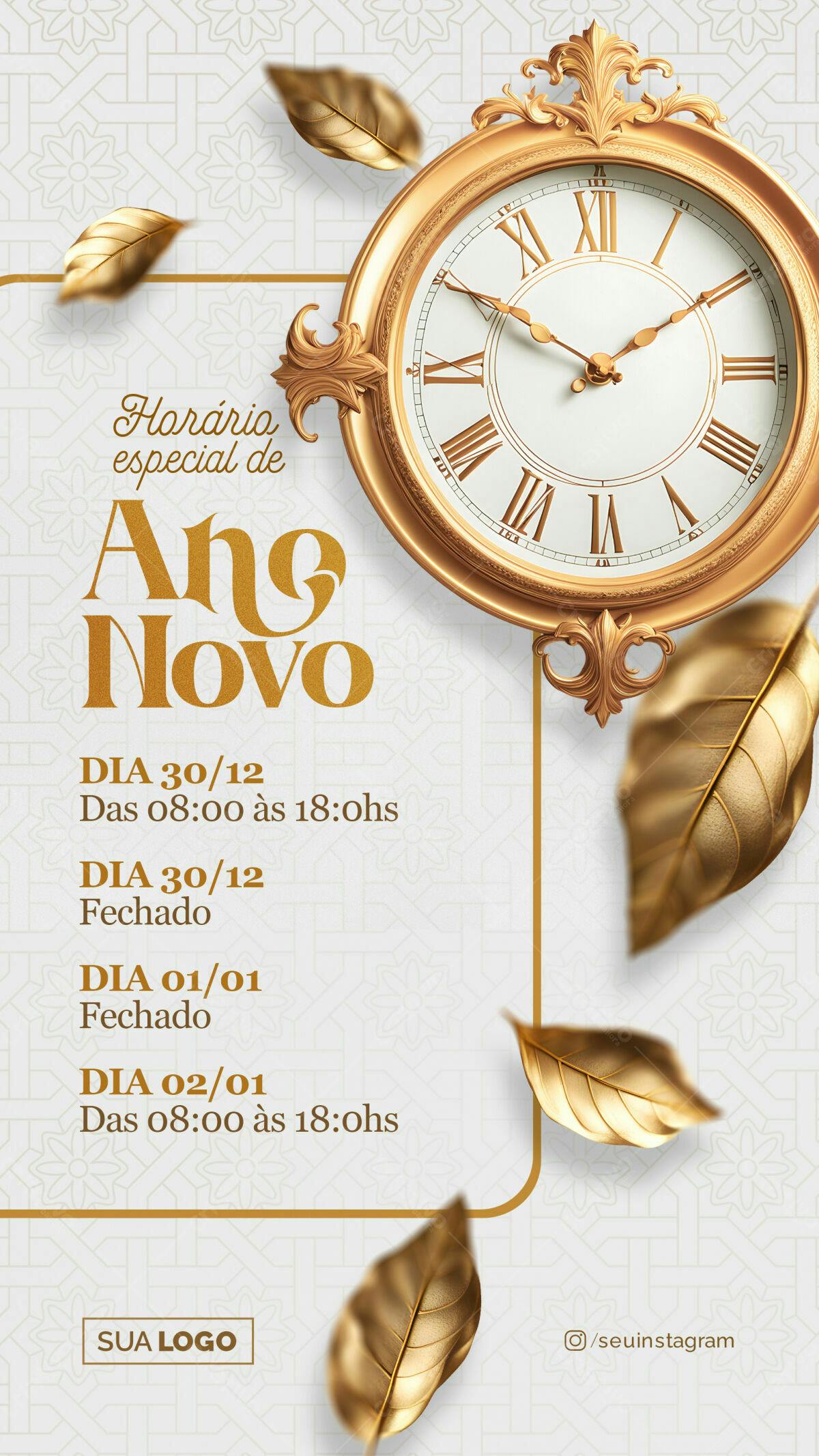 Flyer Ano Novo Dourado PSD Editável