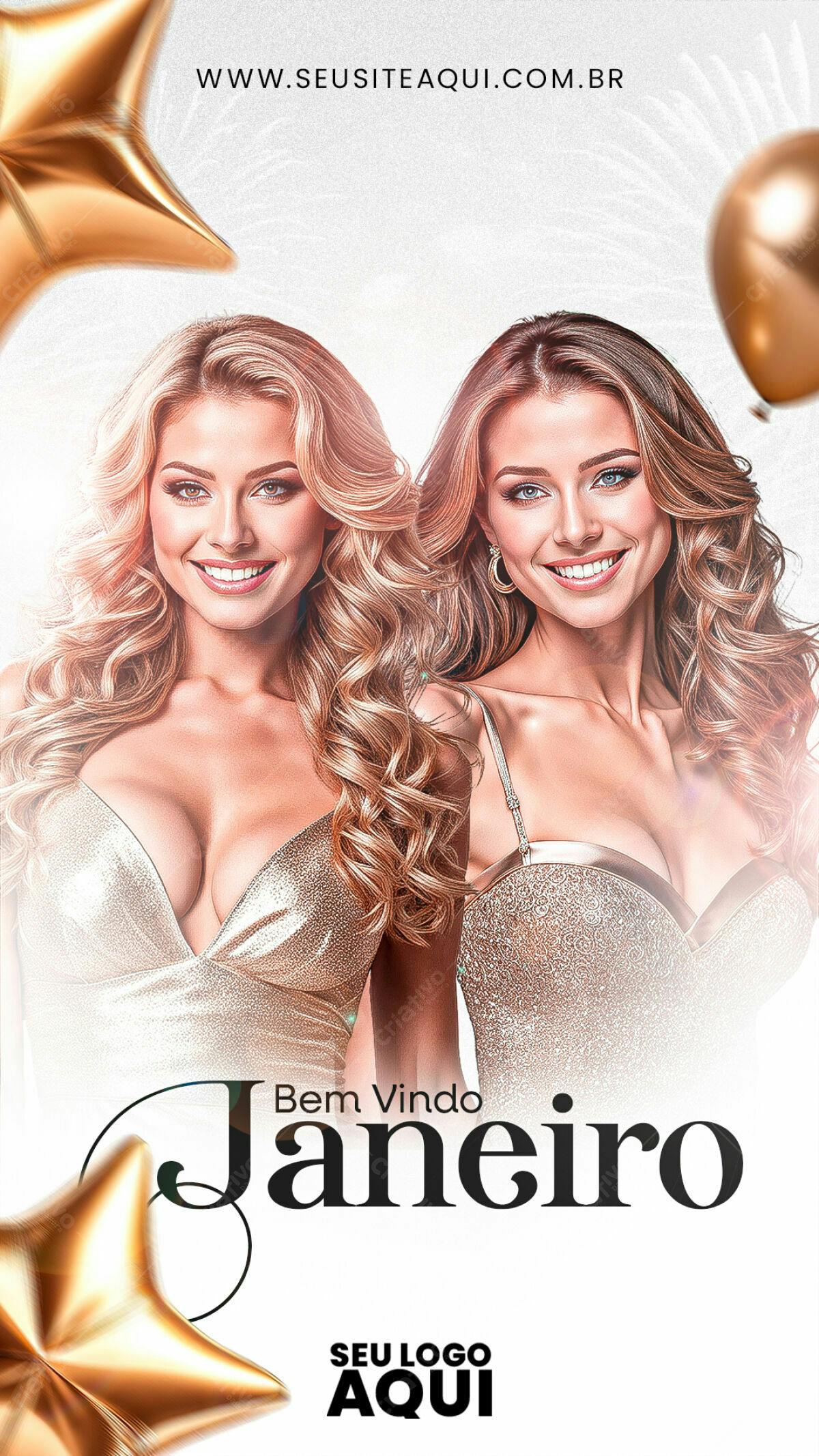Flyer de Boas Vindas Janeiro PSD Editável