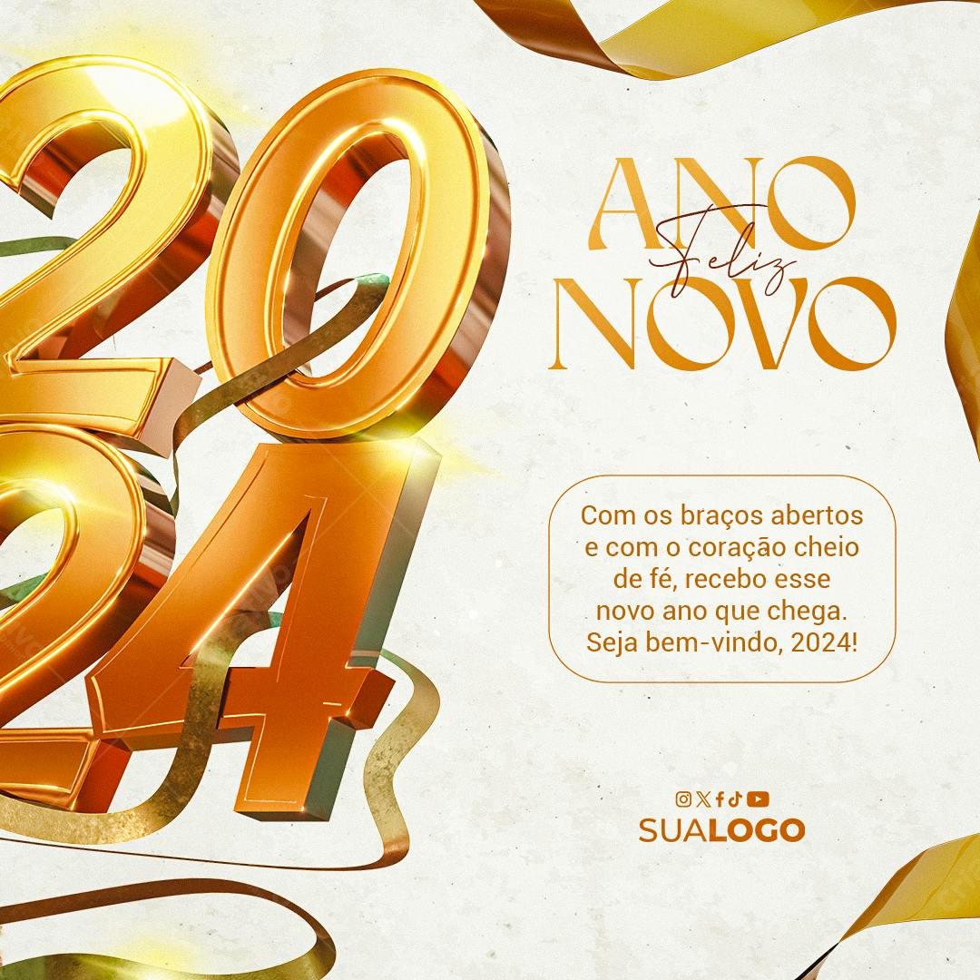 Postagem Ano Novo 2024 PSD Editável
