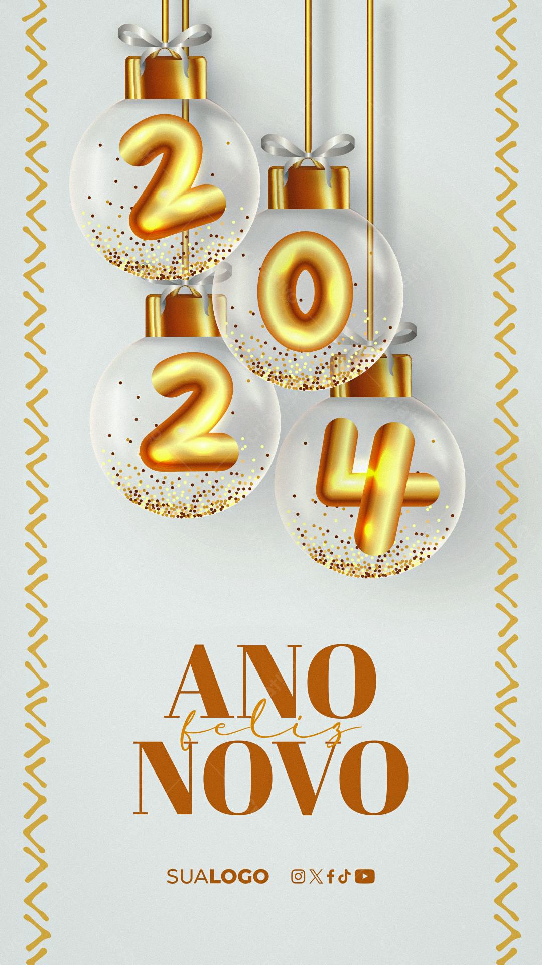 Flyer Ano Novo 2024 Dourado PSD Editável