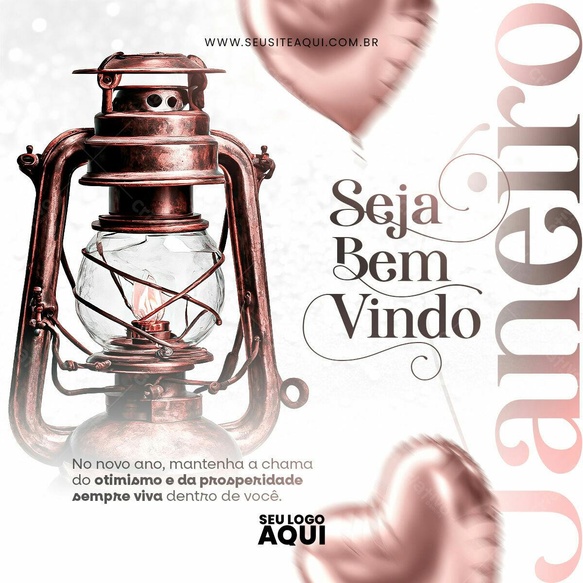Postagem de Boas Vindas Janeiro PSD Editável