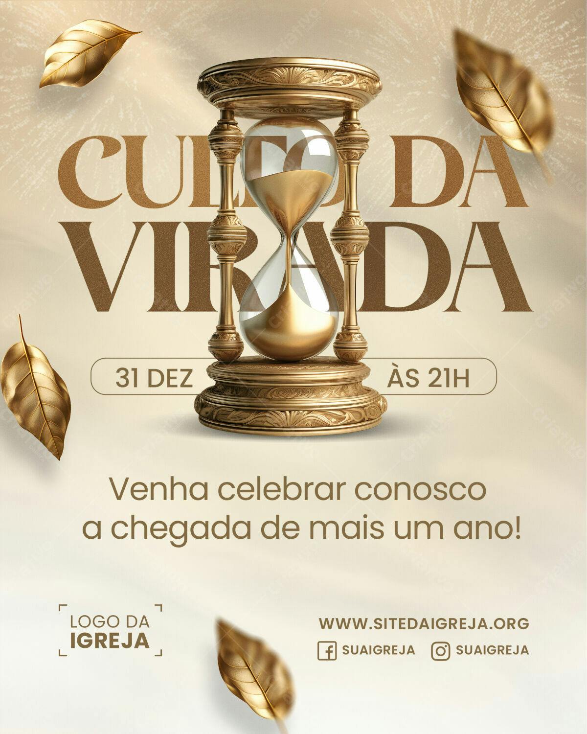 Flyer para Culto da Virada de Ano Novo PSD Editável