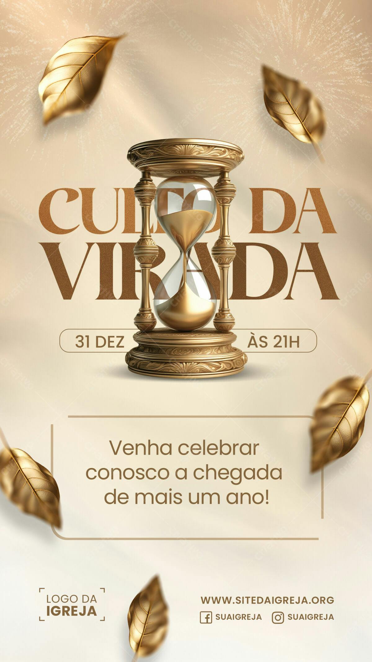 Flyer Culto de Virada Ano Novo PSD Editável
