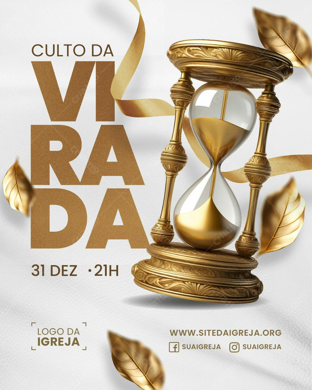 Flyer para Culto da Virada PSD Editável