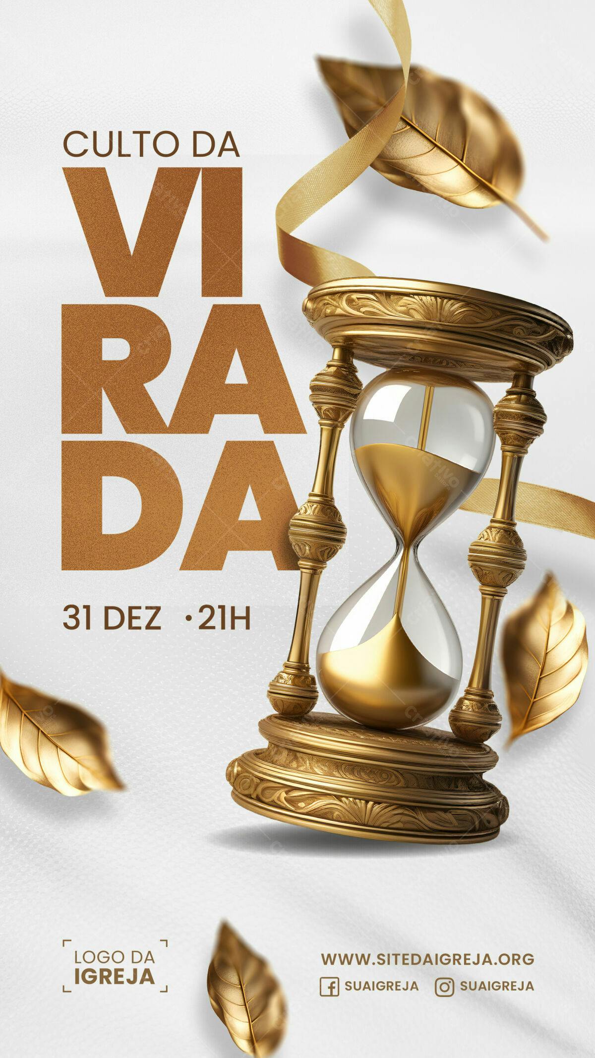 Flyer para Culto da Virada PSD Editável