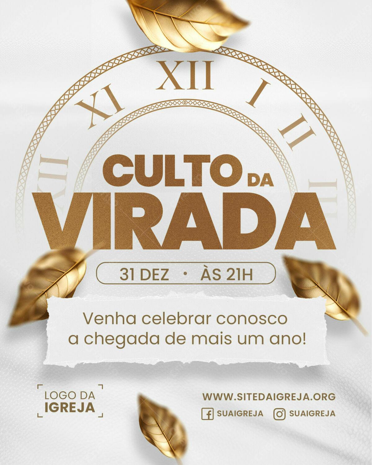 Flyer para Culto da Virada PSD Editável
