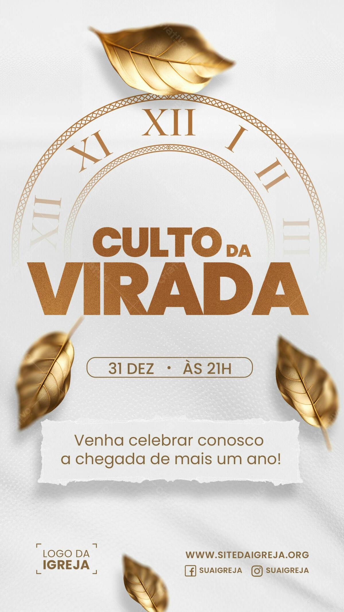 Flyer para Culto da Virada PSD Editável
