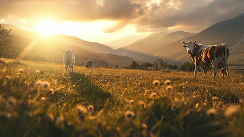 Gado vacas girolando no pasto fazenda agro cena 5