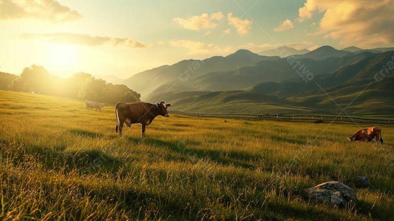 Gado vacas girolando no pasto fazenda agro cena 8