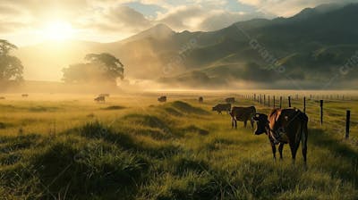 Gado Vacas Girolando No Pasto Fazenda Agro Cena 10