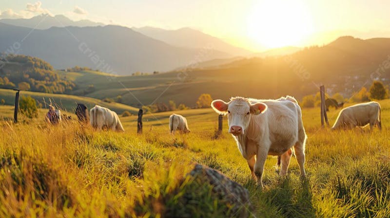 Gado vacas girolando no pasto fazenda agro cena 23