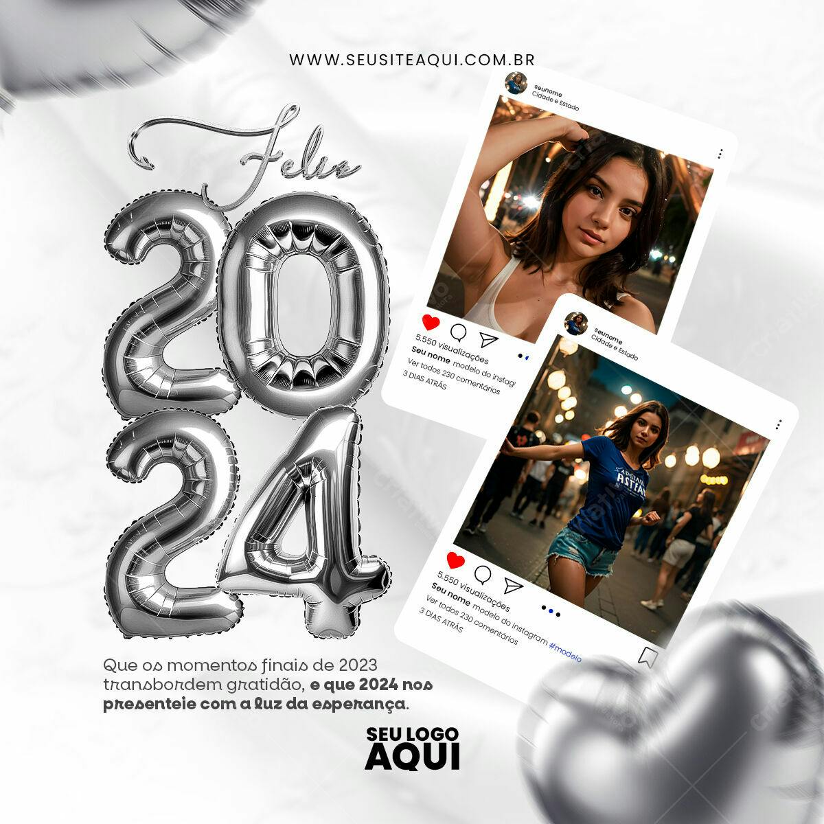 Postagem Instagram Ano Novo PSD Editável