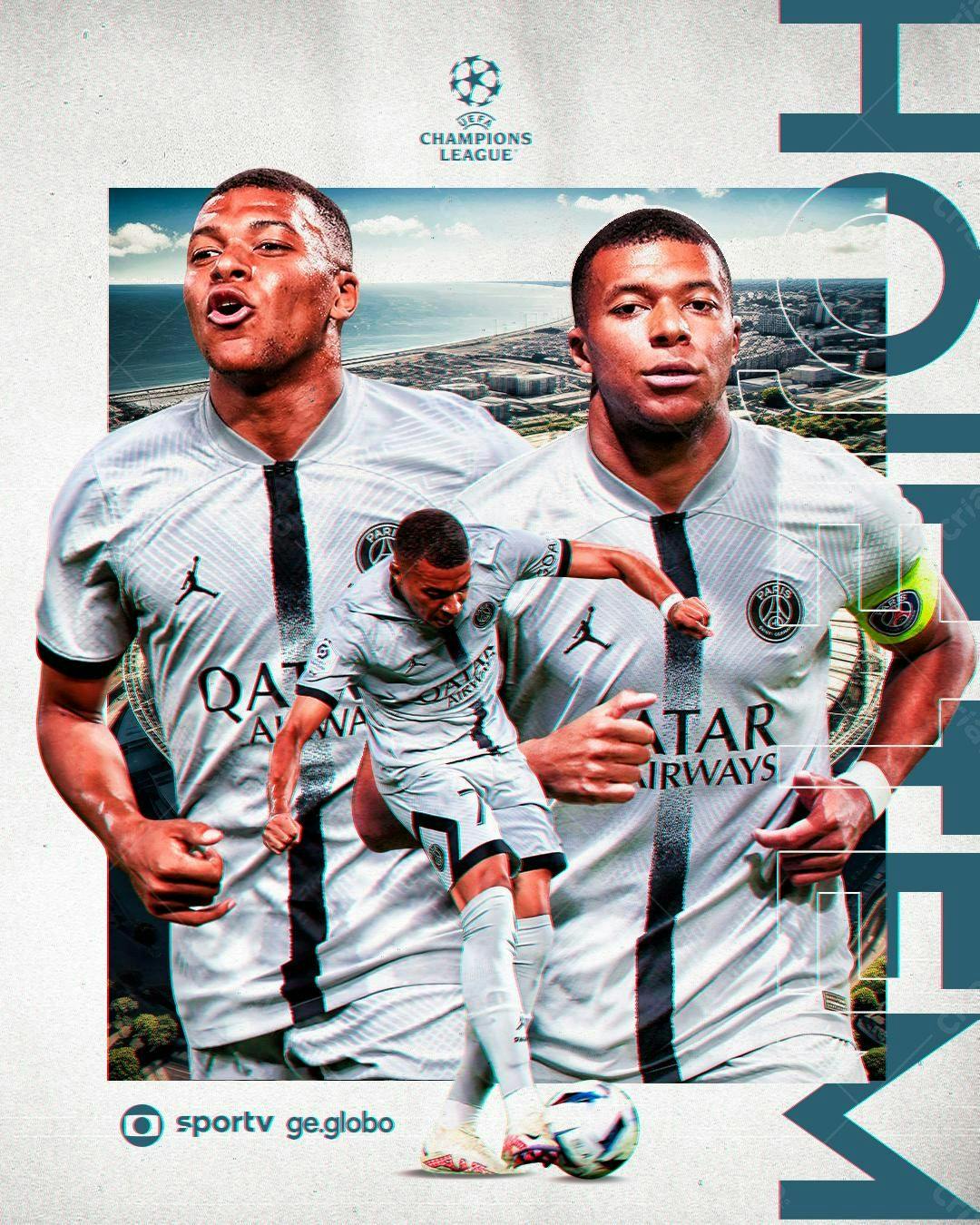 Poster Mbappé Champions League PSD Editável