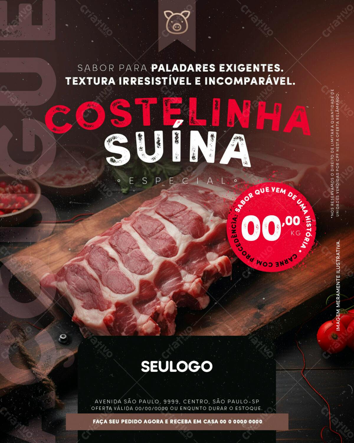 Flyer para Promoção de Costela Suína PSD Editável