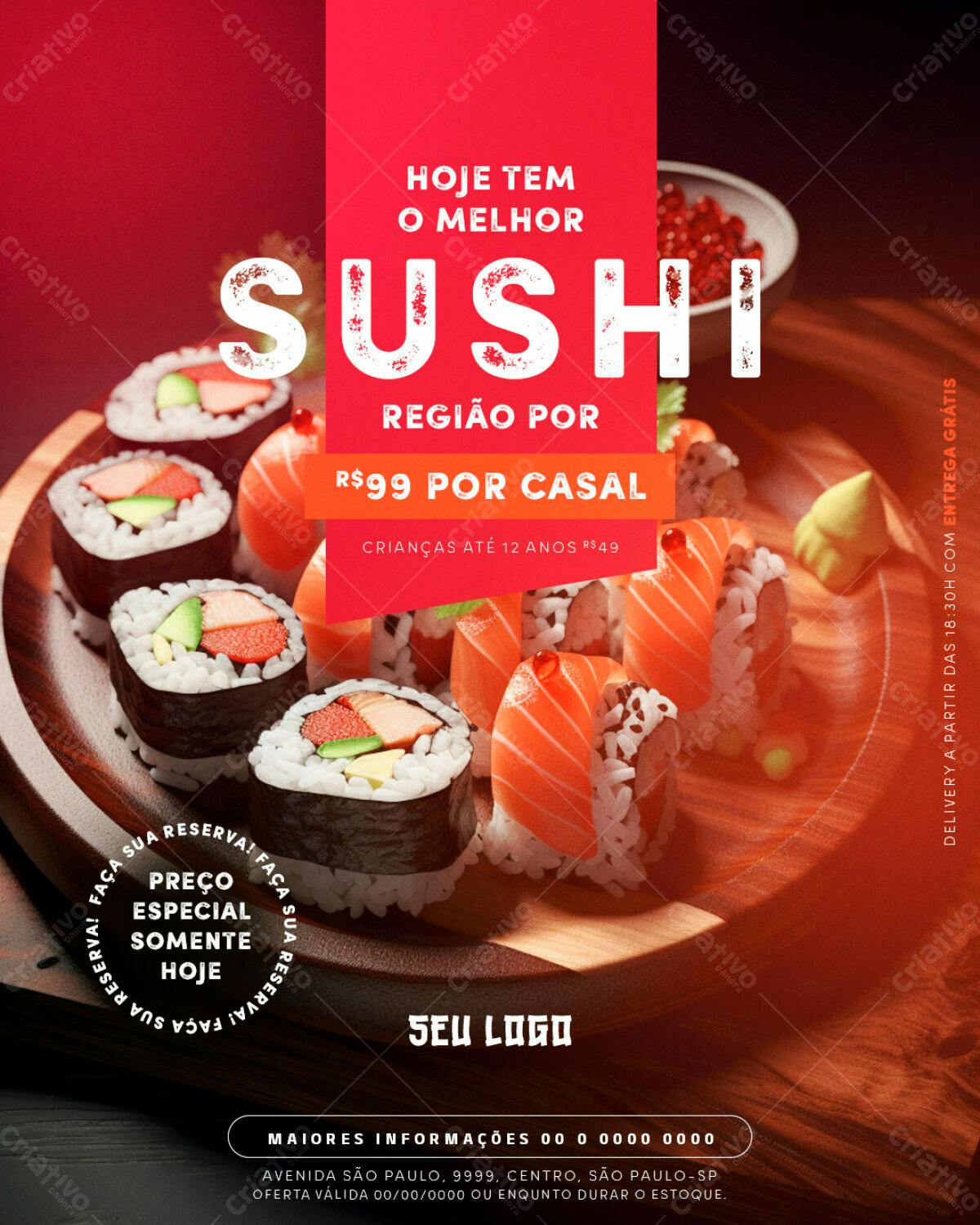 Flyer Promoção Sushi PSD Editável