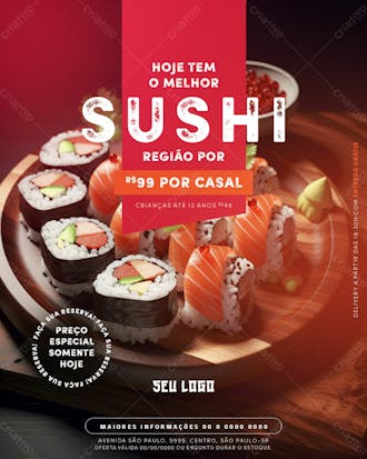 Feed comida japonesa hoje tem o melhor sushi da região psd