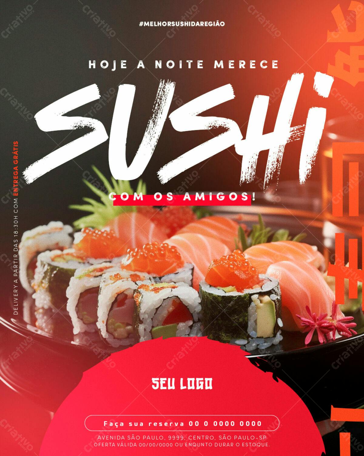 Flyer para Promoção de Sushi PSD Editável