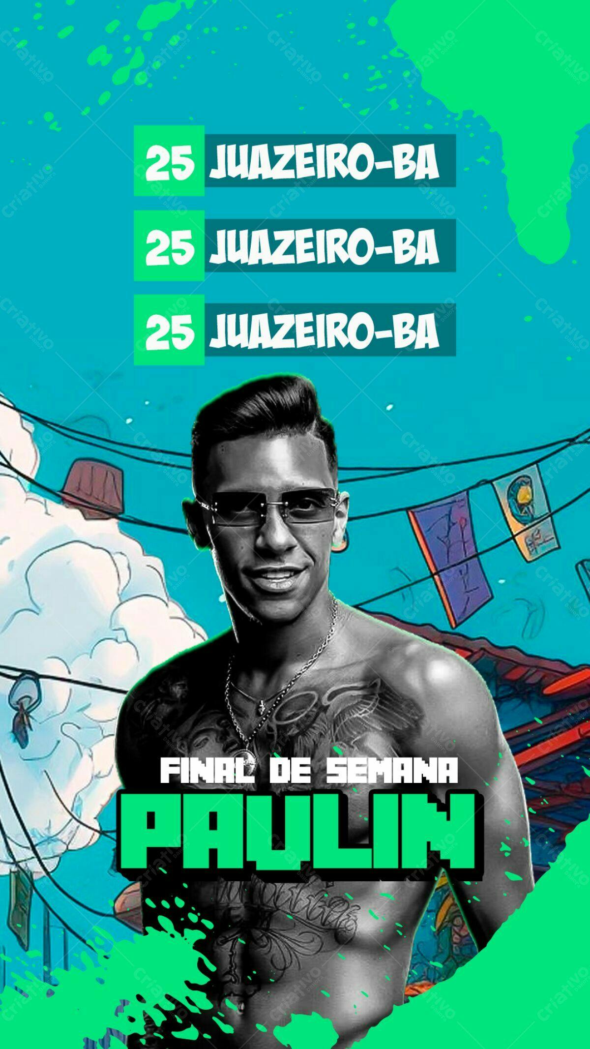 Flyer para Show Paulin em Juazeiro-BA PSD Editável