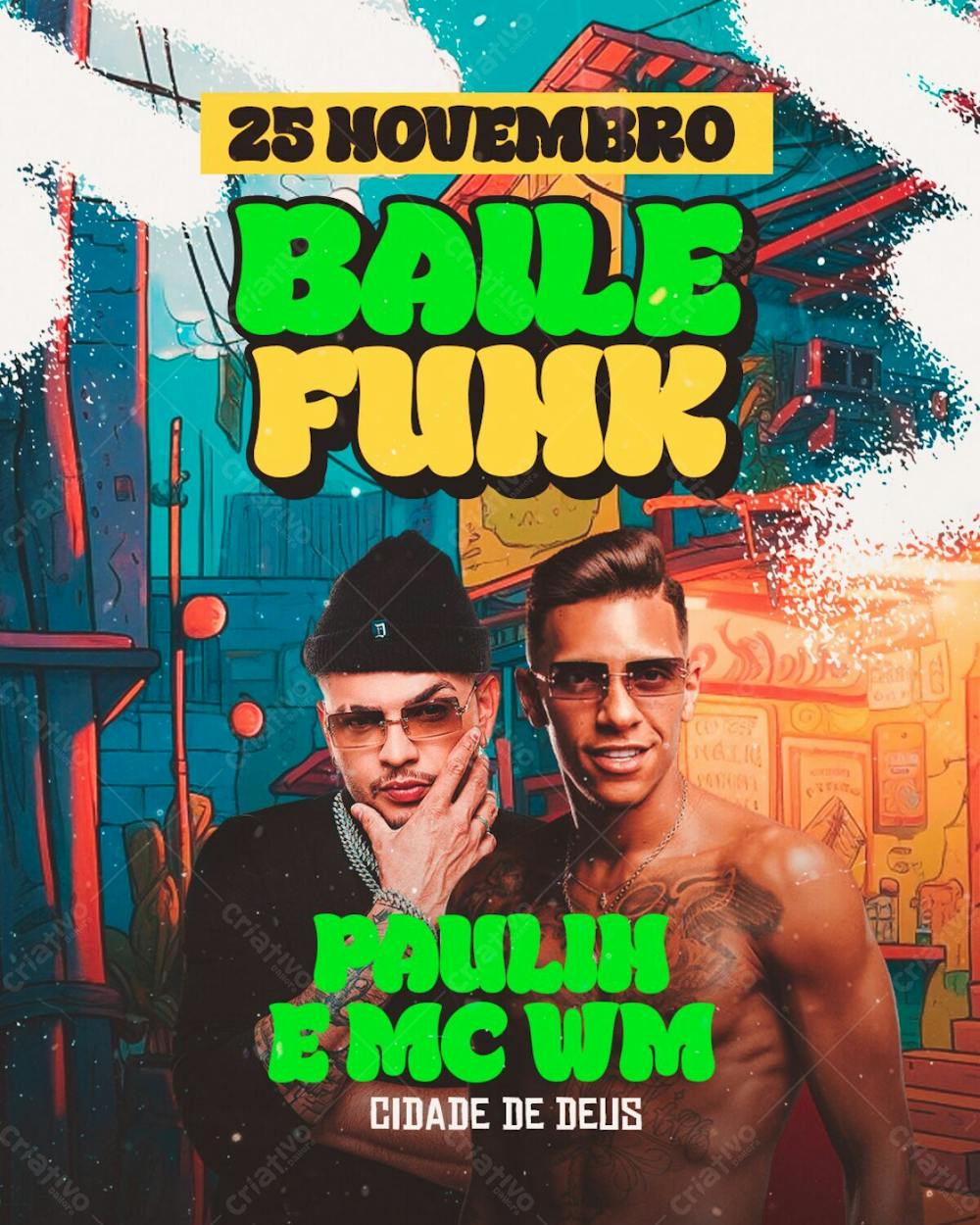 73  Flyer Evento Baile Funk Paulin Da Capital Mc Wm Feed Psd Editável