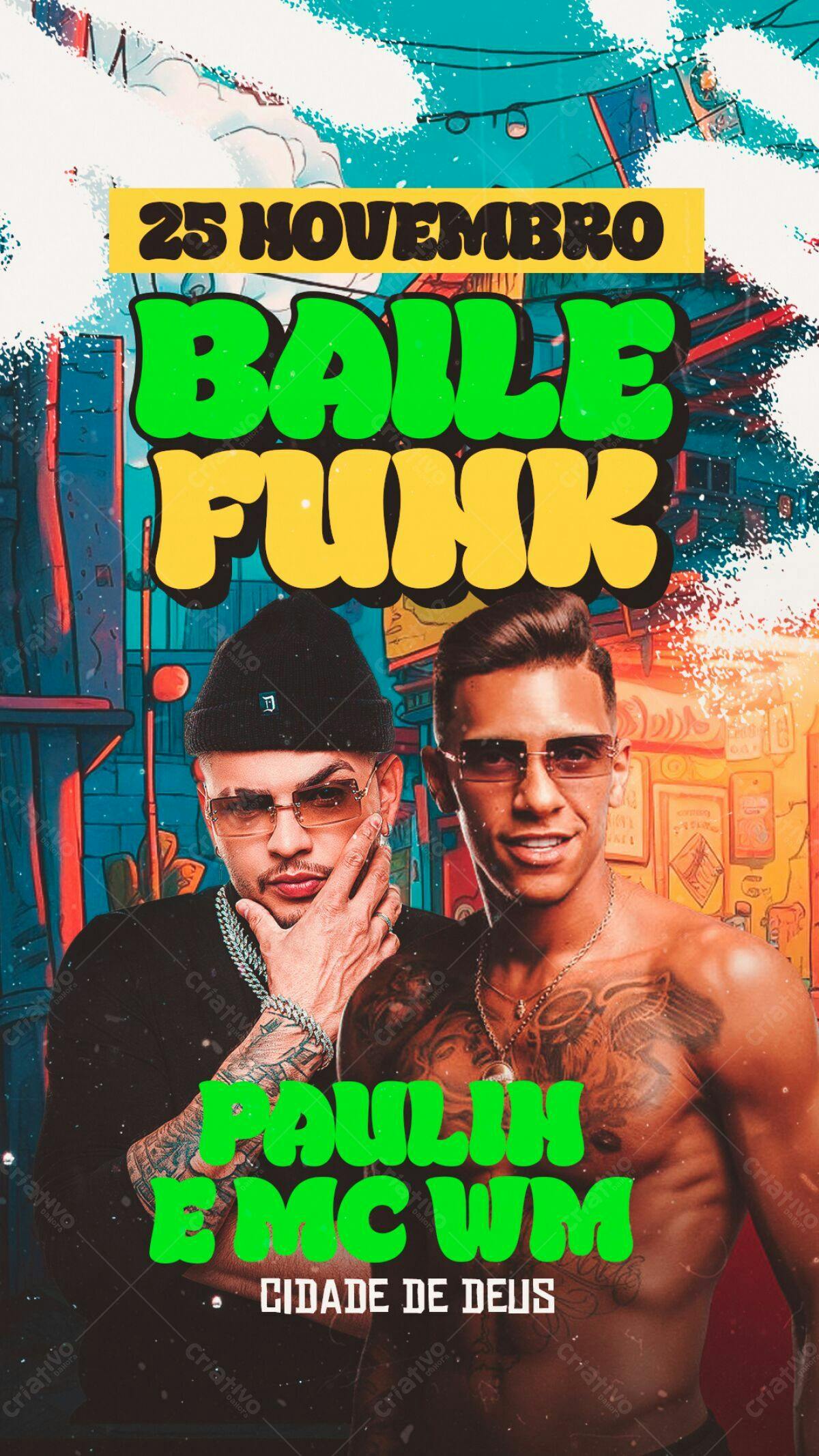 Flyer Baile Funk para Festa PSD Editável