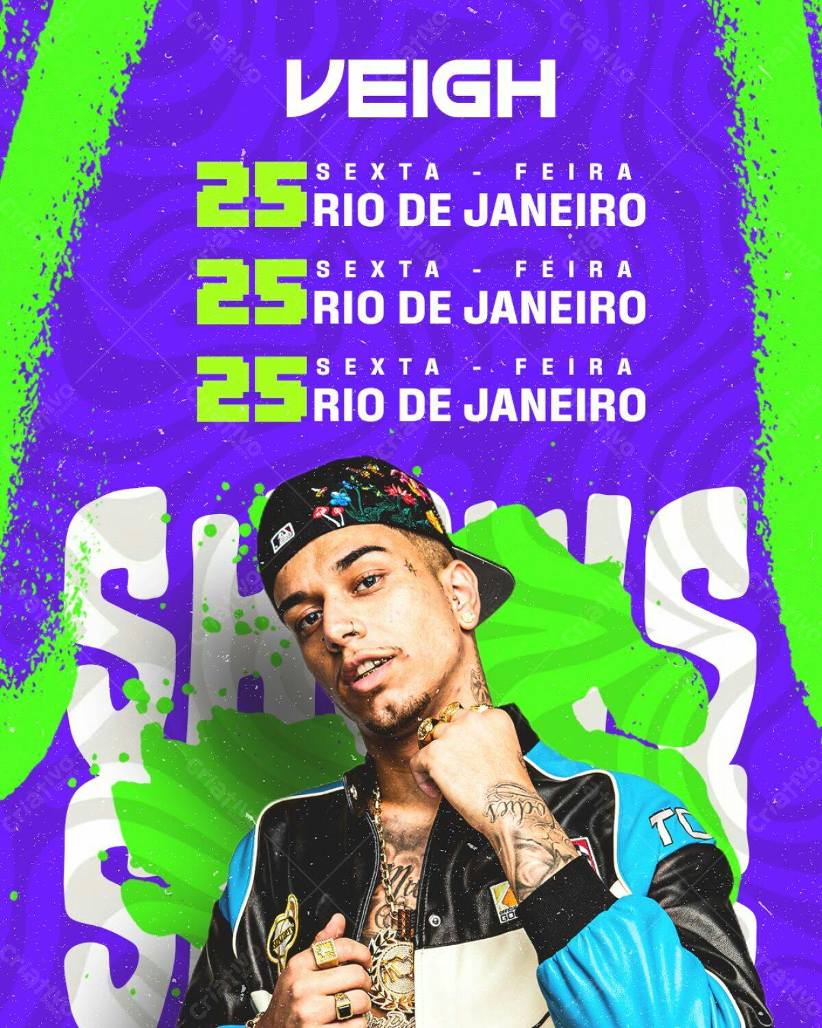 Flyer Show Veigh Rio de Janeiro PSD Editável