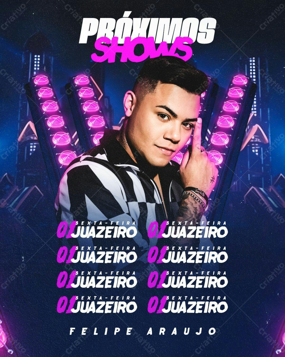 Flyer para Shows de Felipe Araujo PSD Editável