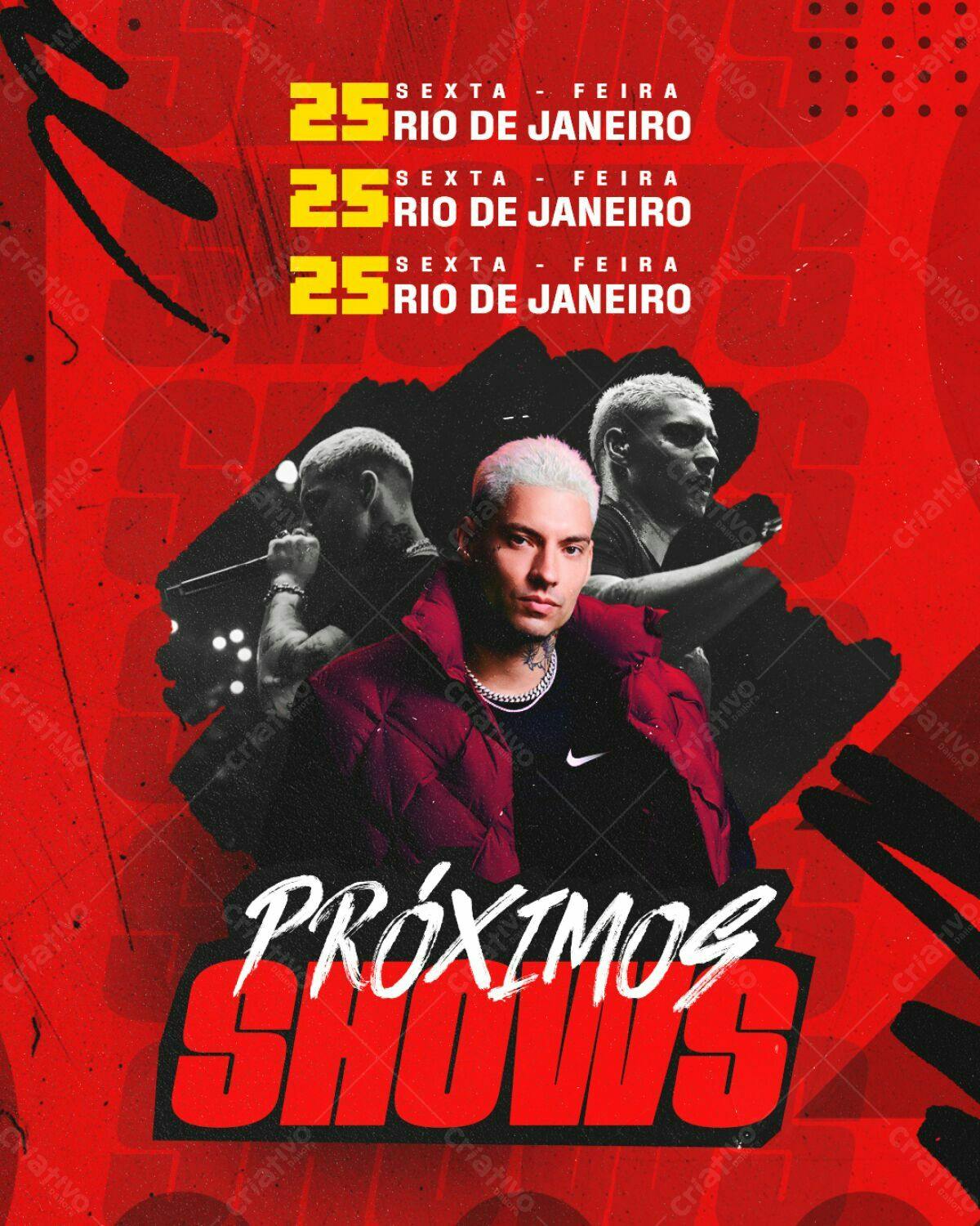 Flyer para Shows Musicais em  Rio de Janeiro PSD Editável