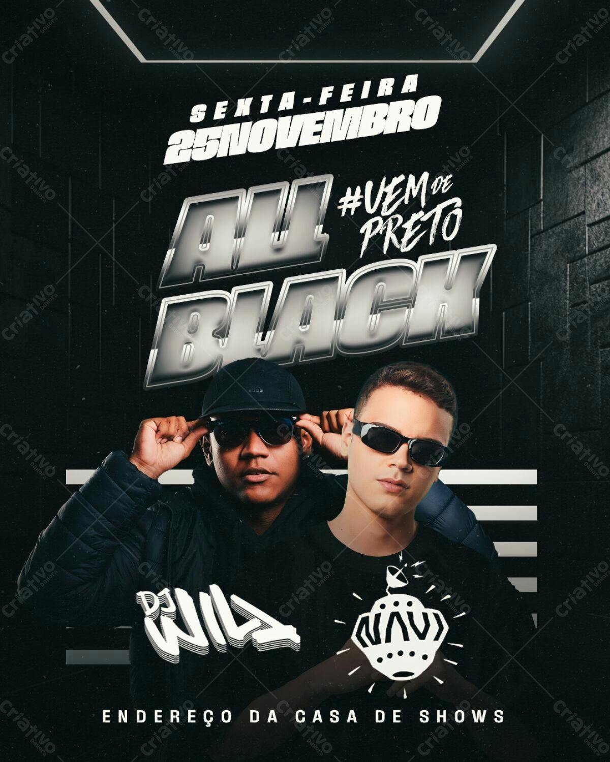 Flyer Festa All Black PSD Editável