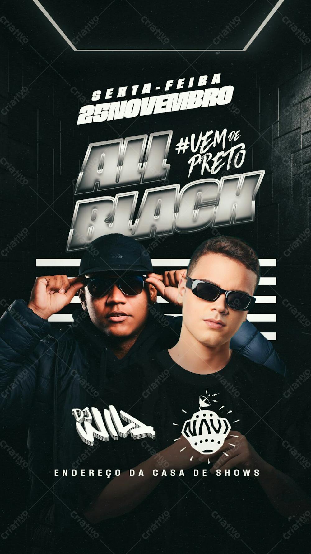 91   Flyer Evento All Black Dj Will Dj Navi Stories Psd Editável