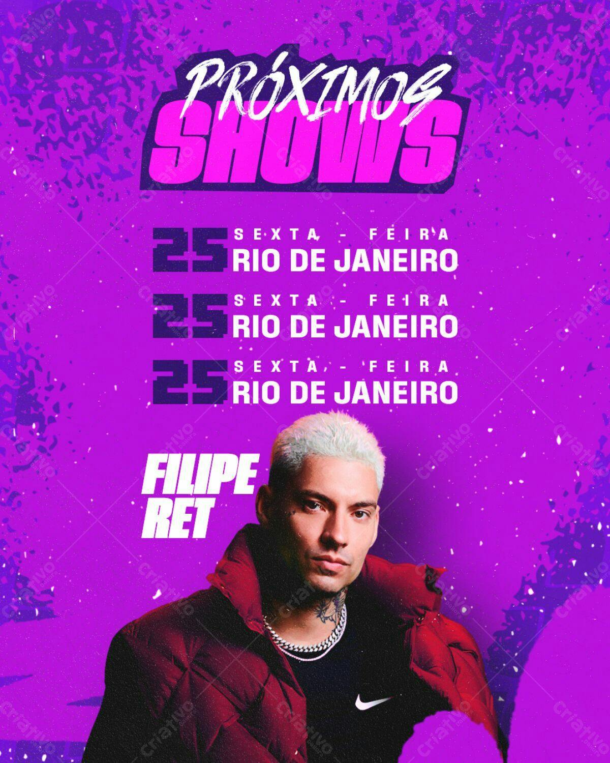 Flyer Shows Filipe Ret Rio de Janeiro PSD Editável
