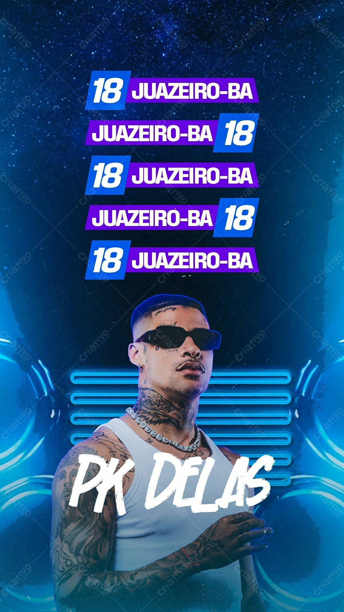 Flyer para Show PK Delas em Juazeiro-BA PSD Editável