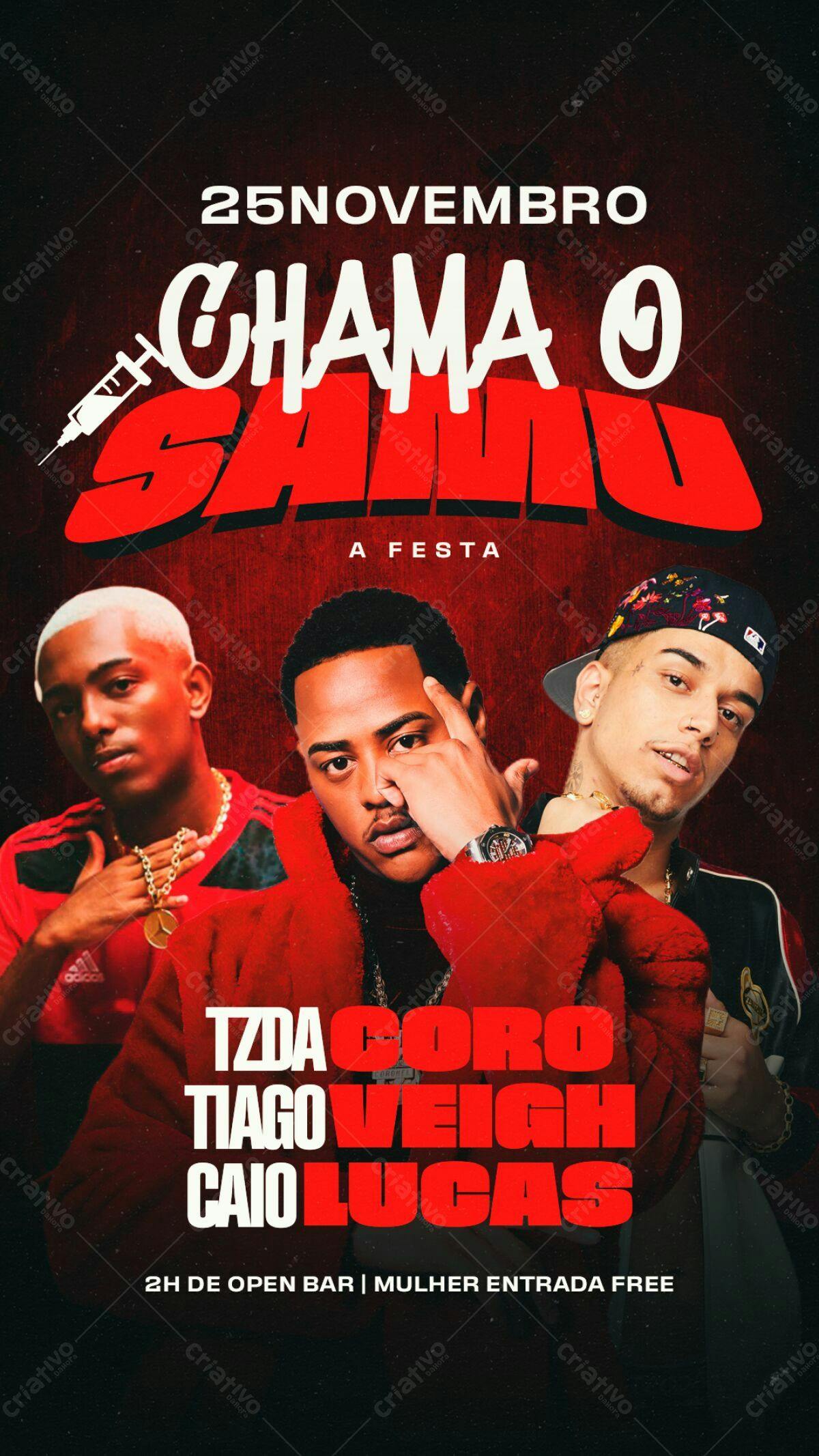 Flyer Festa Chama o Samu PSD Editável