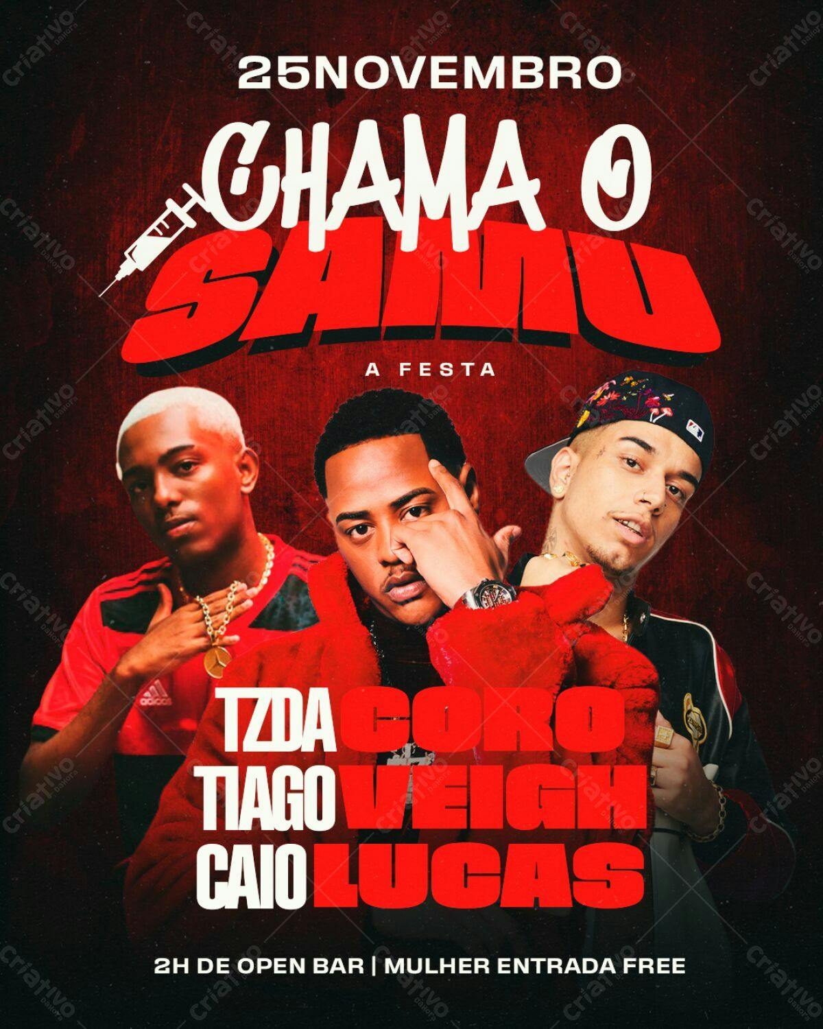 Flyer Festa Chame o Samu PSD Editável