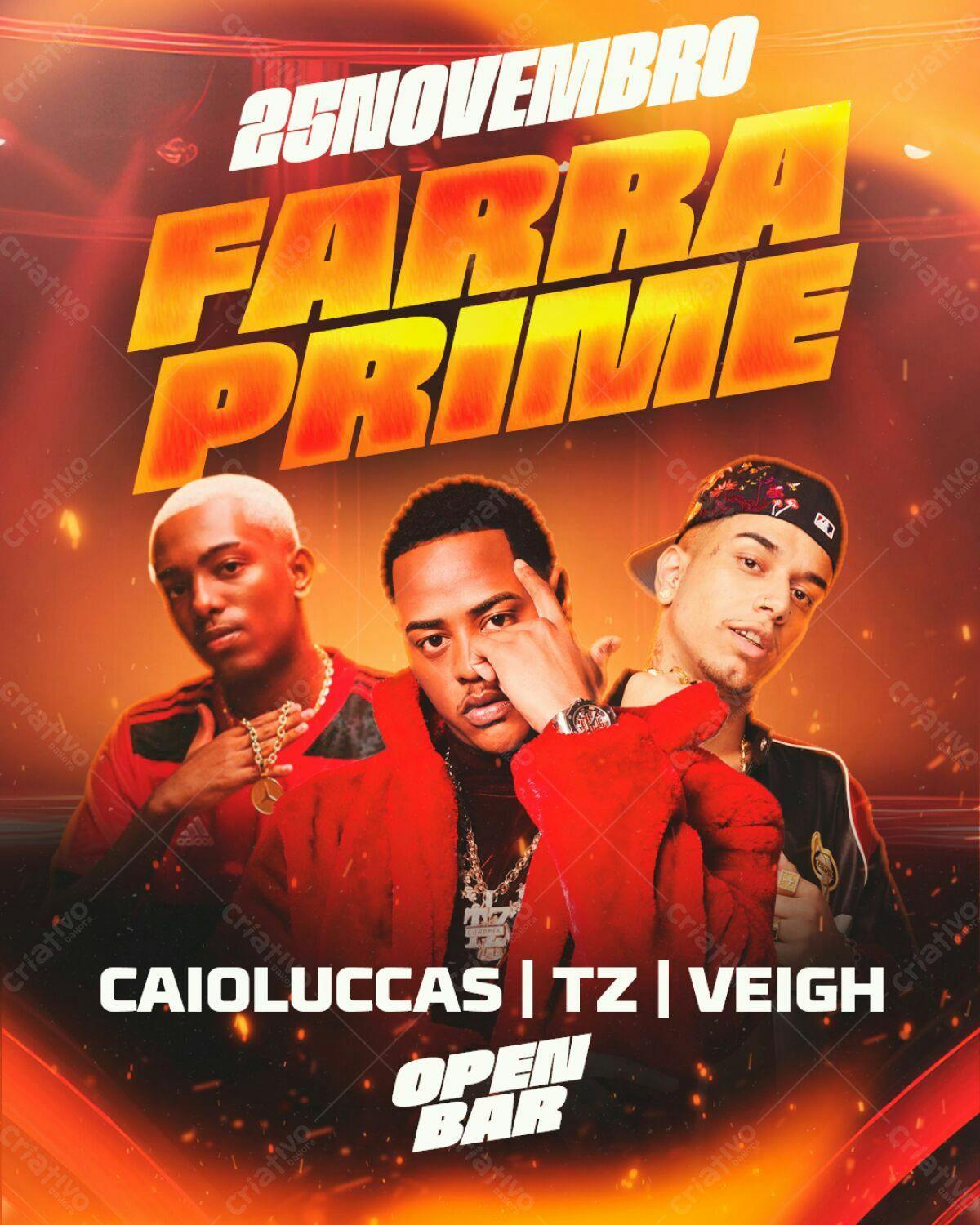 Flyer para Festa Farra Prime PSD Editável