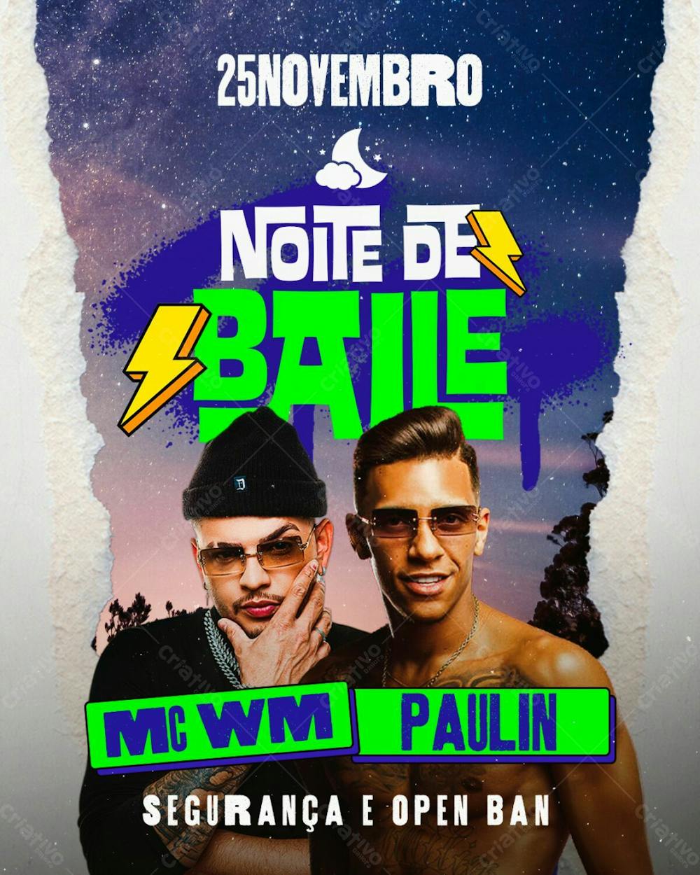 100   Flyer Evento Noite De Baile Mc Wm E Paulin Da Capital Feed Psd Editável