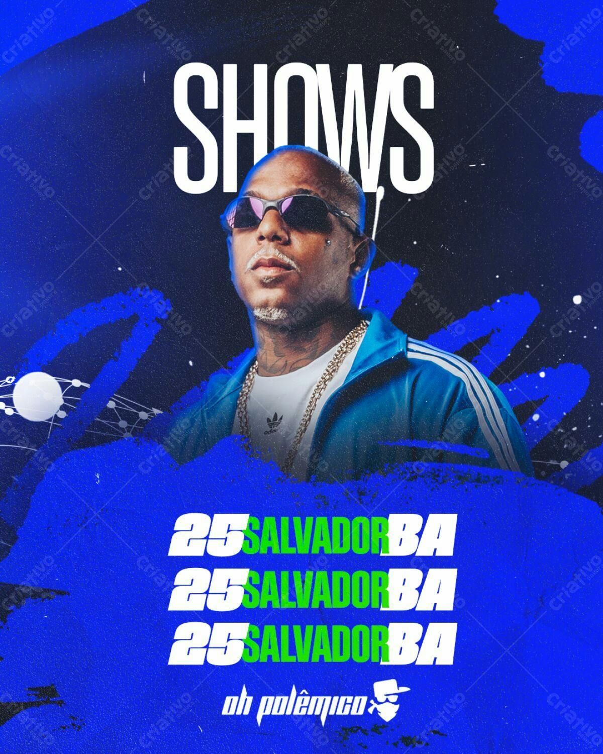Flyer para Show do Oh Polêmico em Salvador PSD Editável