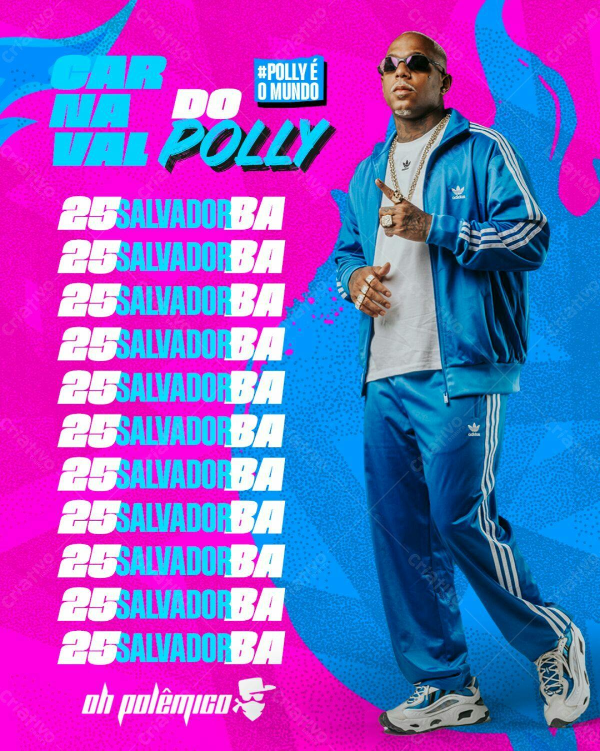 Flyer Carnaval do Polly em Salvador PSD Editável