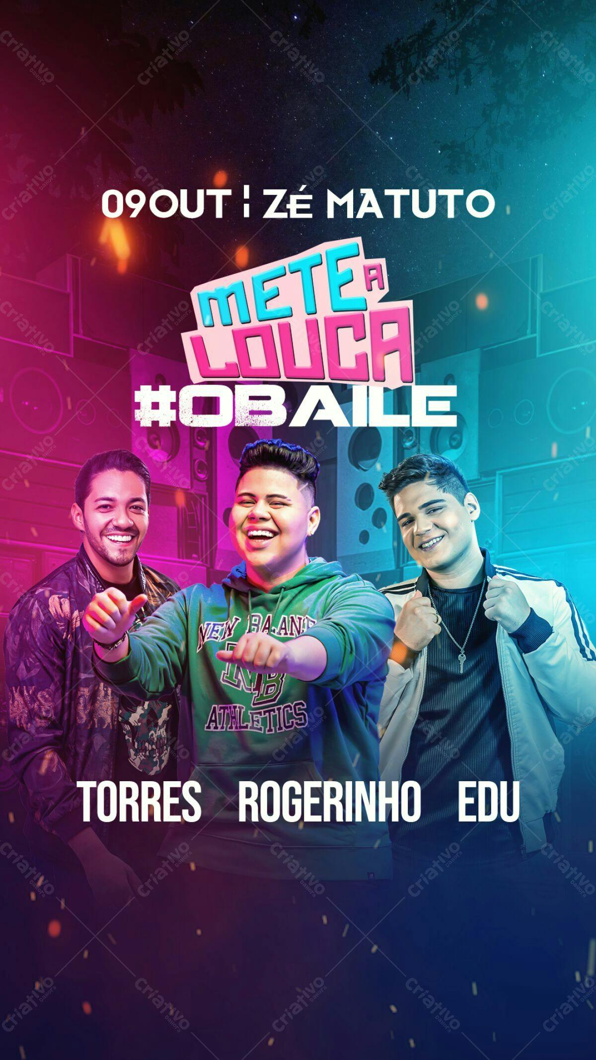 Flyer para Show Musical com Torres, Rogerinho e Edu PSD Editável