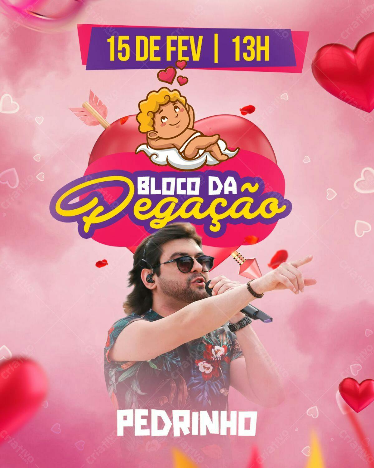 Flyer Bloco da Pegação com Pedrinho PSD Editável