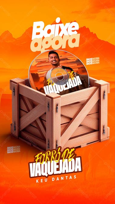 109 flyer baixe agora keu dantas com mockup de cd em caixote de madeira