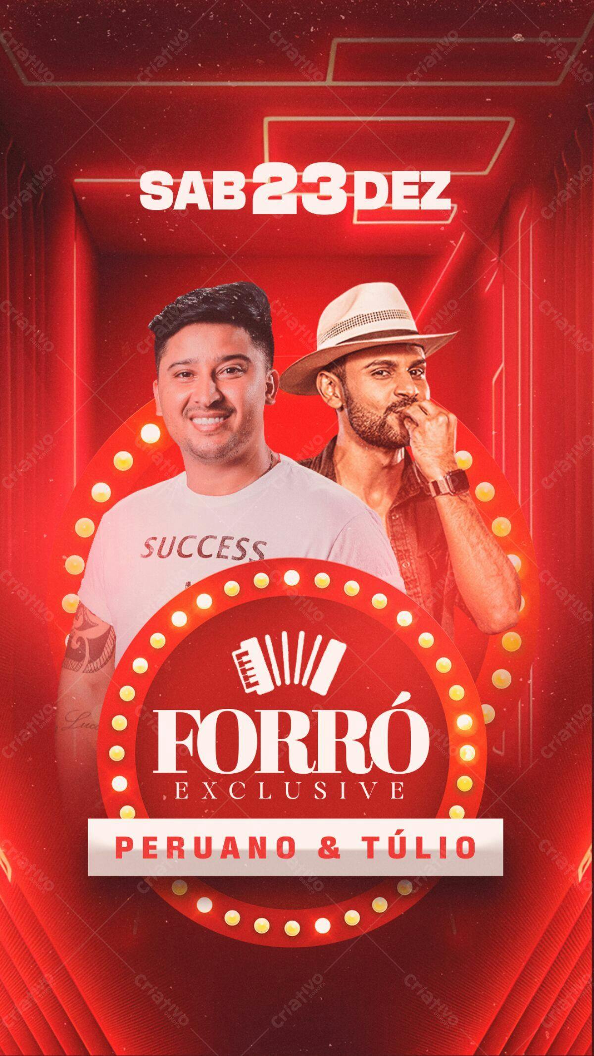 Flyer para Show de Forró com Peruano e Túlio PSD Editável
