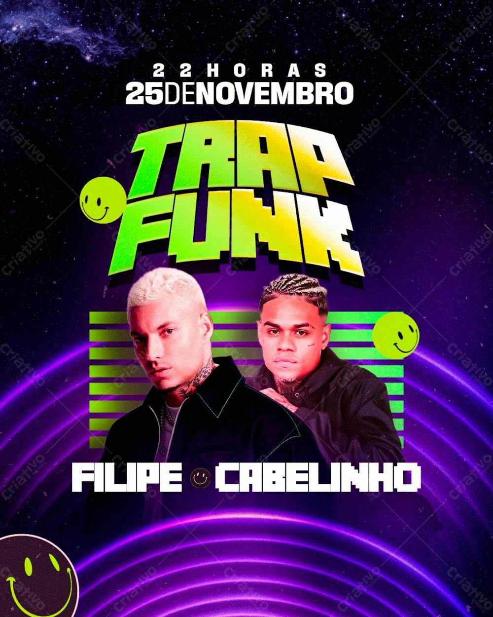 116   Flyer De Evento Trap Funk Filipe Ret Cabelinho Feed Psd Editável