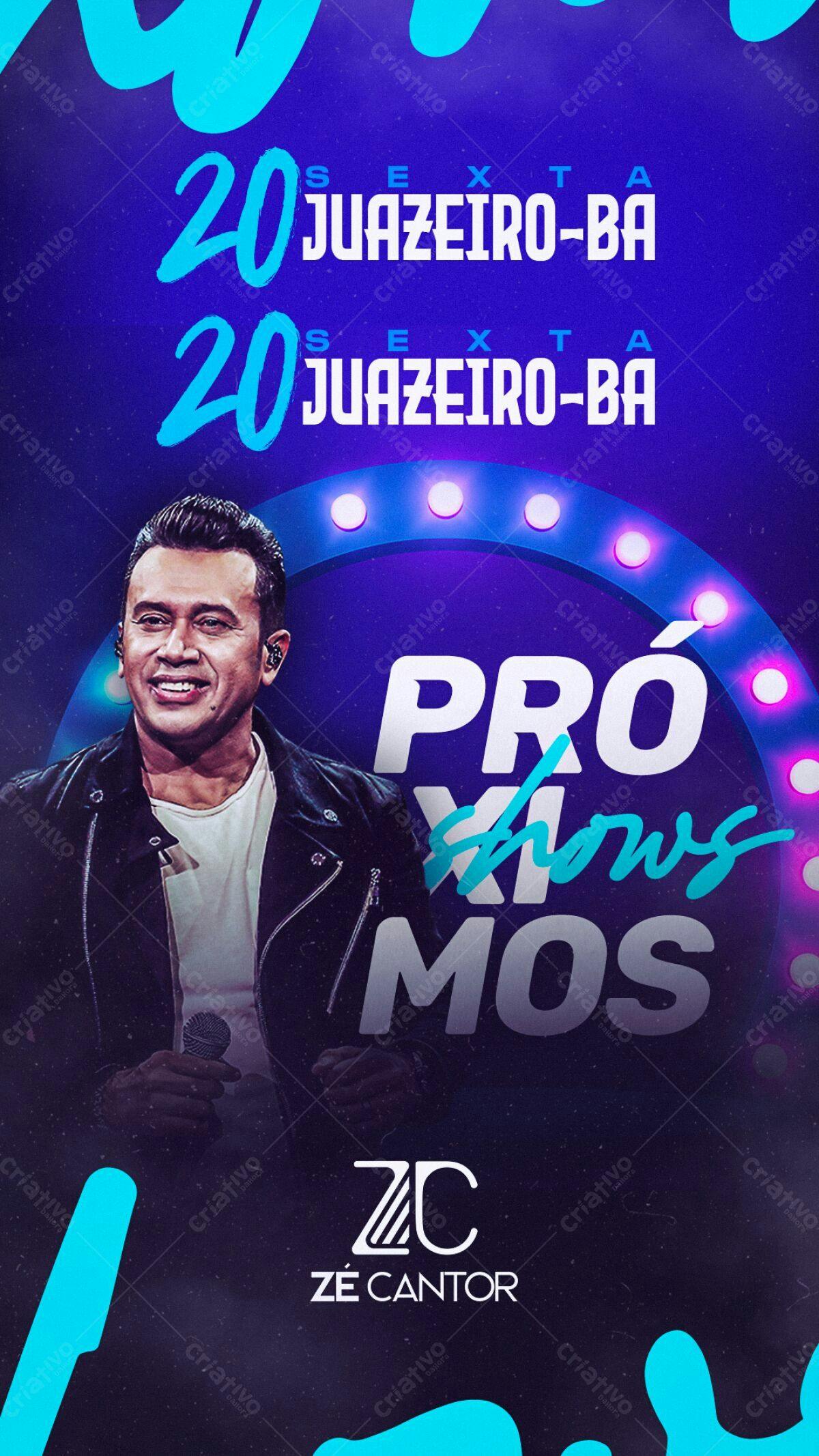 Flyer para Show Zé Cantor em Juazeiro-BA PSD Editável