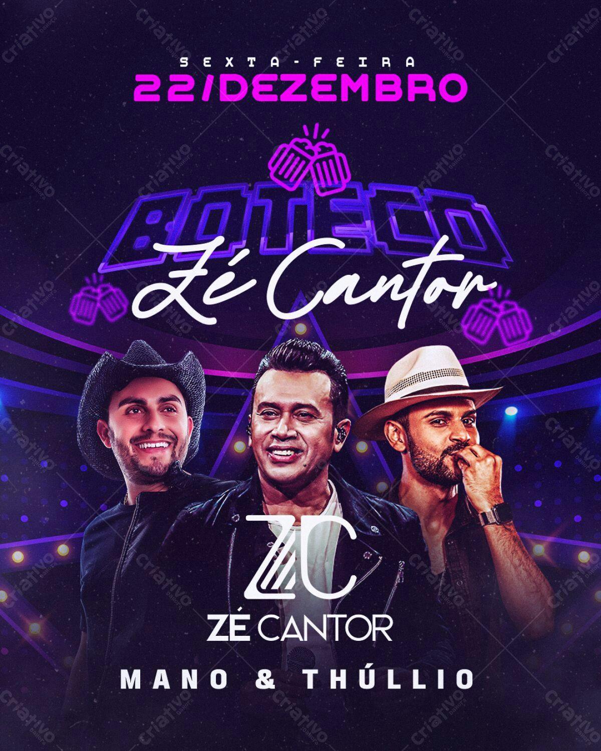 Flyer para Show Zé Cantor com Mano & Thullio PSD Editável