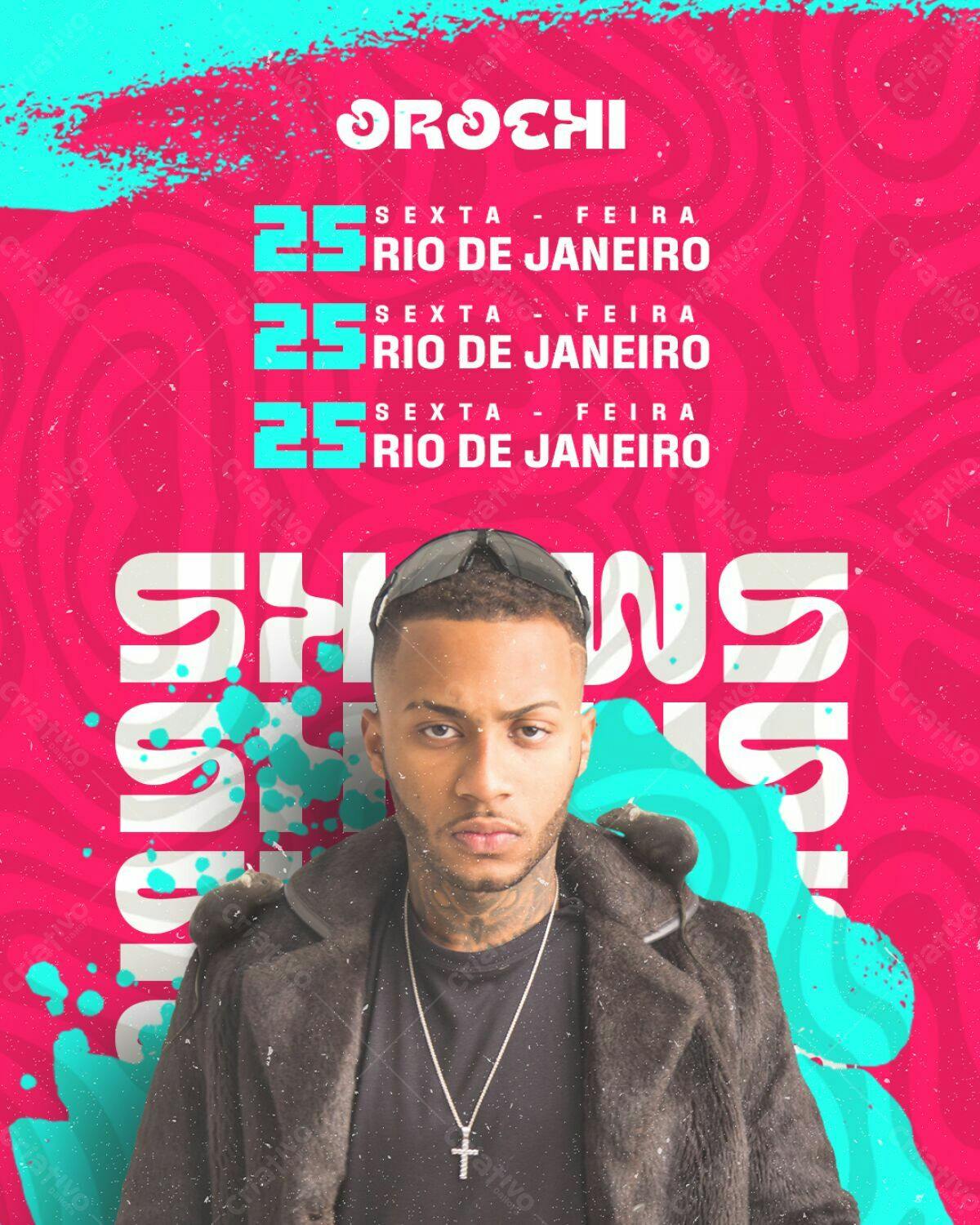 Flyer para Show do Orochi no Rio de Janeiro PSD Editável