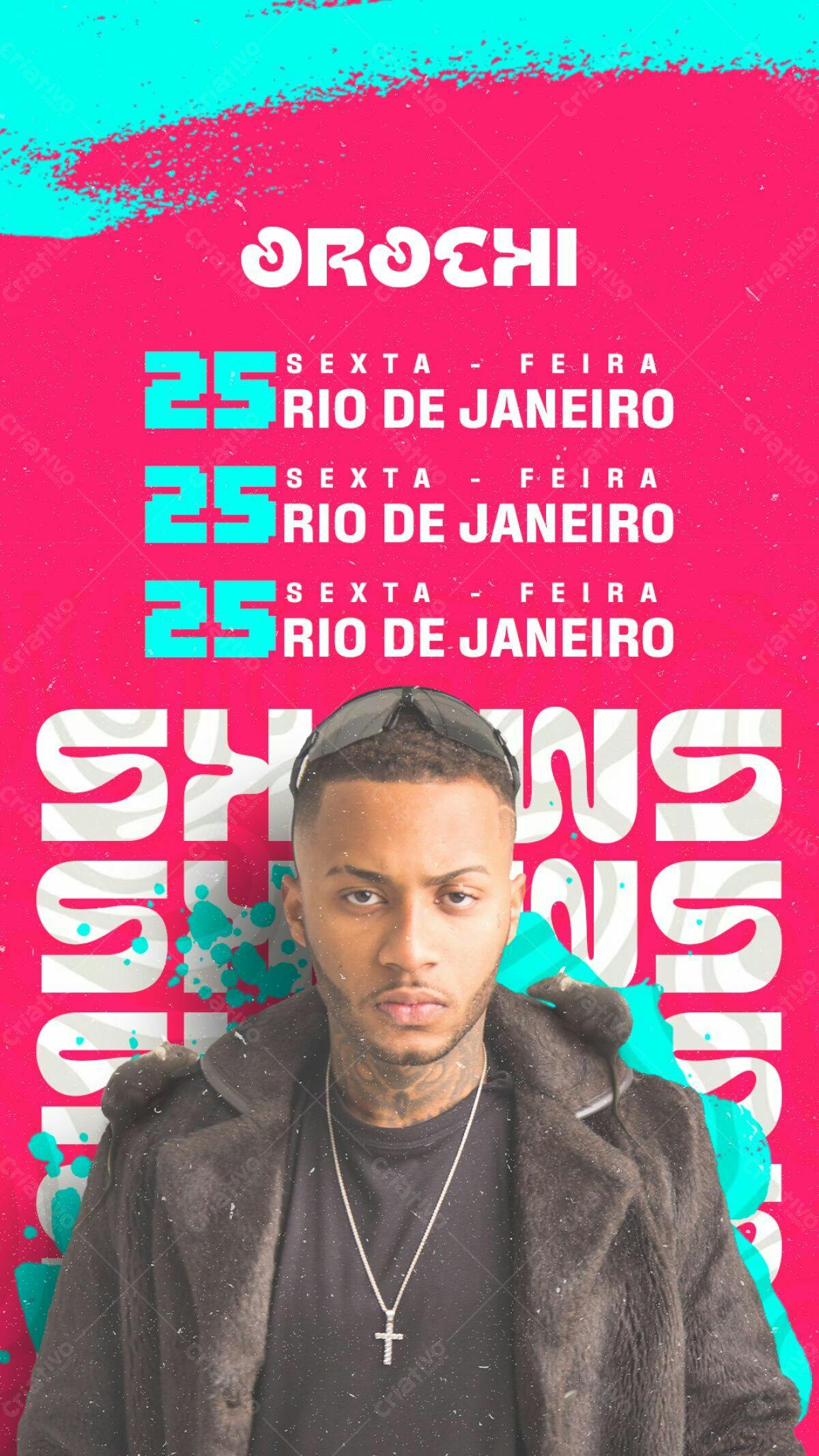 Flyer para Show do Orochi no Rio de Janeiro PSD Editável