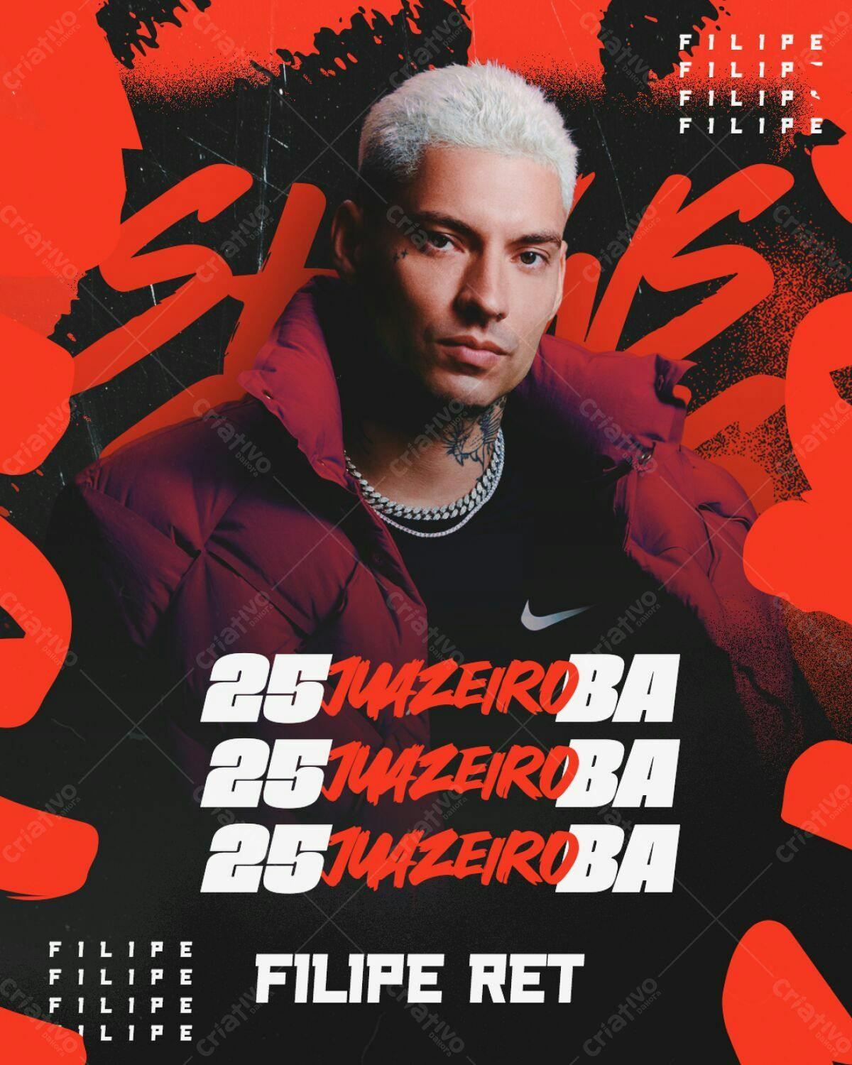 Flyer Show Filipe Ret Juazeiro-BA PSD Editável